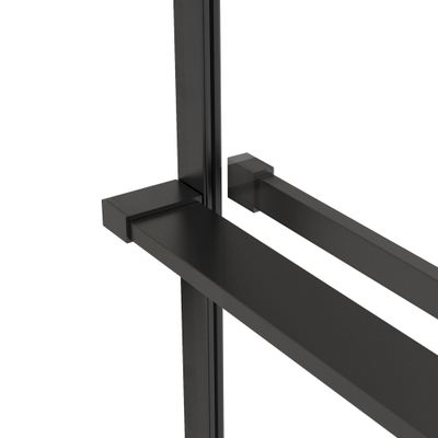 Fortifura Galeria handdoekrek voor inloopdouche - wandmontage / klemt op het glas - 140cm - inkortbaar - mat zwart