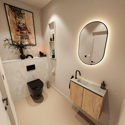 MONDIAZ TURE-DLUX 60cm toiletmeubel Washed Oak. EDEN wastafel Ostra positie links. Met 1 kraangat.