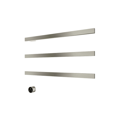 Hotbath &MORE Handdoekradiator - 80x57cm - vierkant - 3 stangen - horizontaal - met schakelaar - geborsteld nikkel (RVS)
