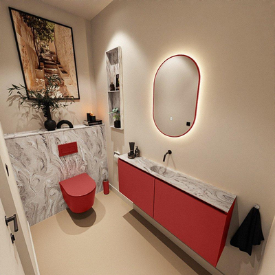 MONDIAZ TURE-DLUX 120cm toiletmeubel Fire. EDEN wastafel Glace positie midden. Zonder kraangat.