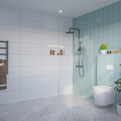 FugaFlow Eccelente Vetro Douche à l'italienne - verre clair - 110x200cm - 8mm - nano - profil encastré aveugle