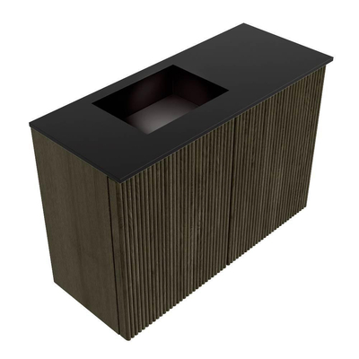 Mondiaz JOYA 60cm meuble de toilette - couleur Shadow - Lavabo FAYE position Gauche 1 trou de robinet couleur Urban.