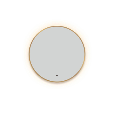 FugaFlow Eccelente Arredo Miroir avec éclairage rond diamètre 80cm avec éclairage LED indirect avec chauffe miroir et interrupteur infrarouge Or mat