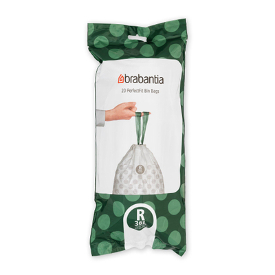 Brabantia PerfectFit Sacs poubelle - fermeture à cordon - code R - 36L - 20 pièces