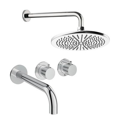 Crosswater MPRO Module ensemble de douche pluie encastré – douche de tête Ø 30 cm – 2 leviers – support fixe – bec de bain – chrome