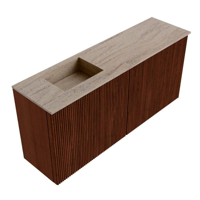 Mondiaz JOYA-DLUX 90cm toiletmeubel - kleur Ruby - Wastafel FAYE positie Links Zonder kraangat kleur Saba.