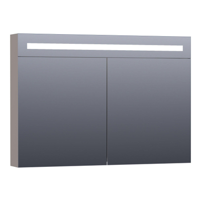 Saniclass Double Face Spiegelkast - 100x70x15cm - verlichting - geintegreerd - 2 links- rechtsdraaiende spiegeldeur - MDF - mat taupe
