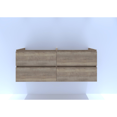H&R Badmeubelen Infinity Wastafelonderkast - 140x44.8x55cm - 4 lades - greeploos - natuur eiken