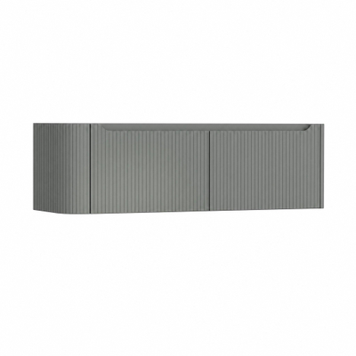 H&R Badmeubelen Juice Wastafelonderkast - 140x45x40cm - linkerhoek afgerond - 3D-front - 2 lades - geïntegreerde greep - petrol mat