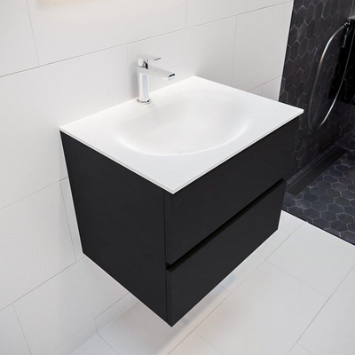 MONDIAZ VICA Ensemble de meuble salle de bain - 60cm - 2 tiroirs - lavabo Moon central - 1 trou de robinet - solid surface urban