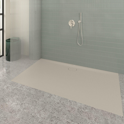 Villeroy & Boch Ecora douchebak - 180x100x3.5cm - afvoer lange zijde - almond (beige)
