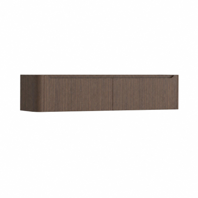H&R Badmeubelen Juice Wastafelonderkast - 180x45x40cm - linkerhoek afgerond - 2 lades - geïntegreerde greep - coffee