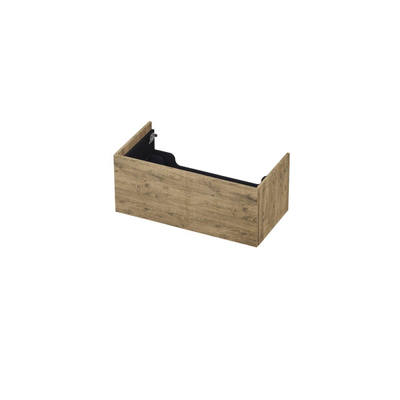 INK Wastafelonderkast - 90x45x37.6cm - 1 lade - push to open - met recht opdekfront - MFC - Naturel eiken