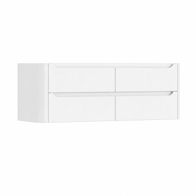 H&R Badmeubelen Juice Wastafelonderkast - 140x45x50cm - linkerhoek afgerond - 4 lades - geïntegreerde greep - Wit mat