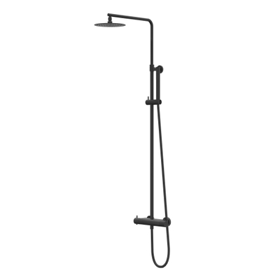 IVY Bond opbouw regendoucheset – Ø25 cm medium hoofddouche – staafhanddouche – glijstang – zwart mat