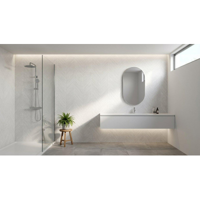 Terravito Calvero wandtegel - 30x90cm - 8.7mm - Rechthoek - gerectificeerd - Betonlook - mat wit - White