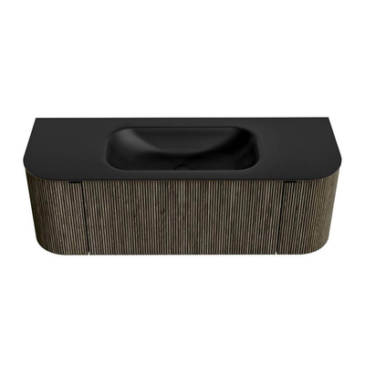 Mondiaz KURVE Ensemble de meuble de salle de bains - 130x46x40cm - 1 tiroir - 2 portes - lavabo solid surface - centre - sans trou de robinet - Shadow