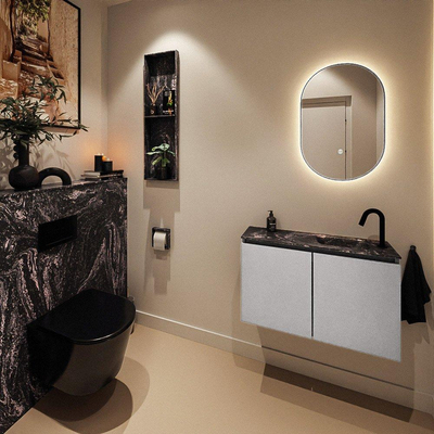 MONDIAZ TURE-DLUX 80cm toiletmeubel Plata. EDEN wastafel Lava positie rechts. Met 1 kraangat.