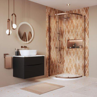Crosswater Asura Porte de douche quart de cercle - 8mm - 80x80cm - bronze brossé