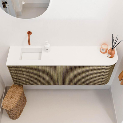 Mondiaz JOYA 111.6cm toiletmeubel - ronding rechts kleur Dusk - Wastafel FAYE positie Links Zonder kraangat kleur Talc.