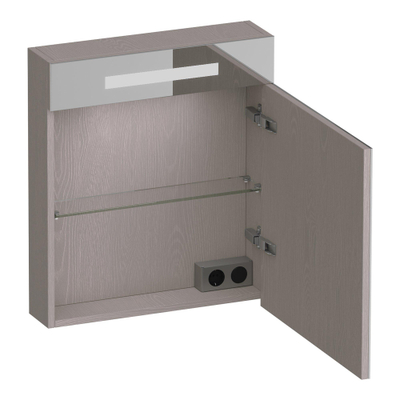 BRAUER Promise spiegelkast – 59x70x15 cm – directe LED boven – rechtsdraaiend – Timber Greige