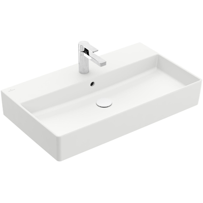 Villeroy & Boch memento 2.0 wastafel onderzijde - geslepen - 80x47cm - met overloop - 1 kraangat CeramicPlus - Stone White (mat wit)
