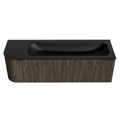 Mondiaz KURVE Ensemble de meuble de salle de bains - 145x46x40cm - 1 tiroir - 1 porte - lavabo solid surface - à droite - sans trou de robinet - Shadow