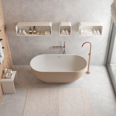 Ideavit Solidera vrijstaand bad - 170x80x55cm - incl. pop-up afvoer - grijs beige mat