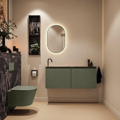 MONDIAZ TURE-DLUX Meuble de toilettes 120cm Army. Lavabo EDEN Lava position gauche. Avec 1 trou de robinet.