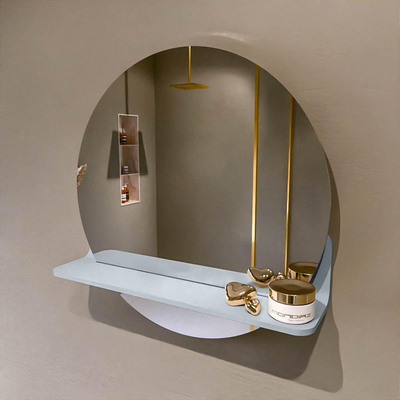 Mondiaz SPOT spiegel – Ø50 cm – met planchet – Clay (bruin)