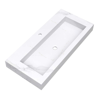 Saniclass Artificial Marble Lavabo pour meuble 99.6x45.7x10.5cm sans trop-plein 1 vasque Centre 1 trou de robinet Composite Calacatta Gold