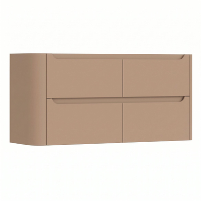 H&R Badmeubelen Juice Wastafelonderkast - 120x45x50cm - linkerhoek afgerond - 4 lades - geïntegreerde greep - peach