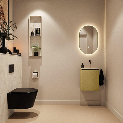 MONDIAZ TURE-DLUX meuble de toilettes 40 cm Oro. EDEN lavabo Ostra position à droite. Sans trou de robinet.