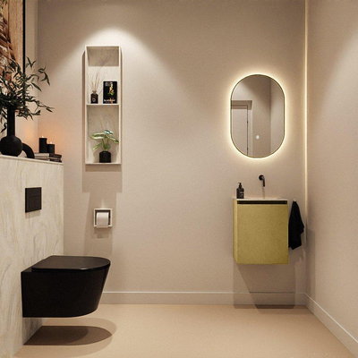 MONDIAZ TURE-DLUX Meuble toilette - 40cm - Oro - EDEN - vasque Ostra - position droite - sans trou de robinet