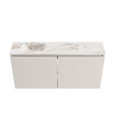 MONDIAZ TURE-DLUX meuble WC 100cm Linen. Lavabo EDEN Frappe position gauche. Sans trou de robinet.