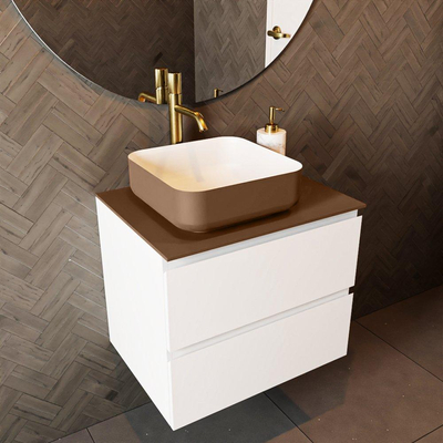 Mondiaz TOP 46 Plan de dessus - 40x46x0.9cm - adapté pour plaque de recouvrement - Solid surface - Rouille