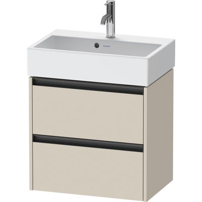 Duravit Ketho 2 Meuble sous-lavabo - 2 tiroirs - 58.4x39x54.9cm - poignées anthracite - taupe super mat