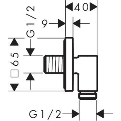 Hansgrohe FixFit Fine E muuraansluitbocht zonder terugslagklep Brushed Black Chrome