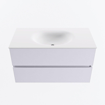 Mondiaz VICA Ensemble meuble de salle de bains - 90cm - cale - 2 tiroirs - Lavabo MOON - milieu - sans trou de robinet - couleur talc - Version XL 60cm de haut