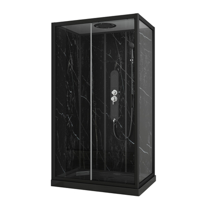 Allibert Alep Cabine de douche 120x80cm Modèle d'angle Noir