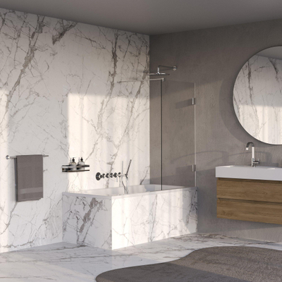 BRAUER Void Paroi de baignoire - 80x140 - verre transparent - incl. traitement anticalcaire - chromé