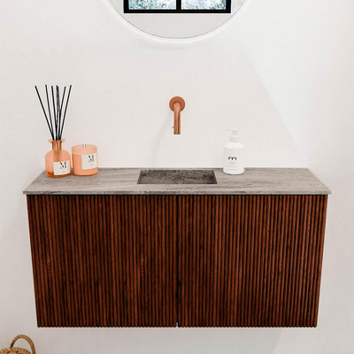 Mondiaz JOYA-DLUX Meuble de salle de bains 80cm - couleur Ruby - Vasque FAYE position Milieu Sans trou de robinet couleur Oza