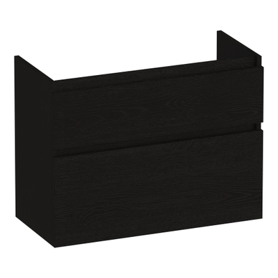 BRAUER Delight wastafelonderkast ondiep - 80x39x60cm - 2 softclose lades - greeploos - 1 sifon uitsparing - Timber Black