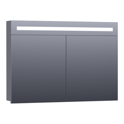 BRAUER 2.0 Spiegelkast - 100x70x15cm - verlichting geintegreerd - 2 links- en rechtsdraaiende spiegeldeuren - MDF - hoogglans grijs
