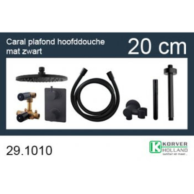 Wiesbaden One Pack Inbouwthermostaatset rond - type 301 - 20cm - mat zwart
