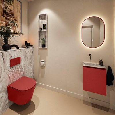 MONDIAZ TURE-DLUX 40cm toiletmeubel Fire. EDEN wastafel Glace positie links. Zonder kraangat.