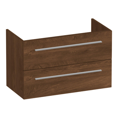 BRAUER Trust meuble sous lavabo peu profond 80 excl. poignées à poser 2 tiroirs softclose et 1 découpe pour le siphon - Forest Cacao