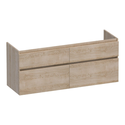 BRAUER Delight meuble sous-lavabo - 140x46x60cm - 4 tiroirs softclose - sans poignées - 2 découpes pour siphon - Sunlit