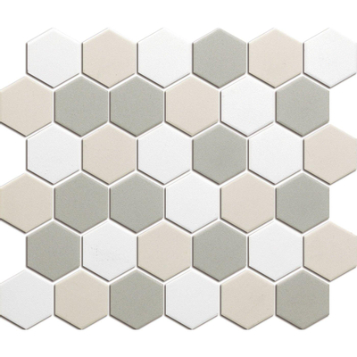 La Mosaic Factory London carreau mosaïque - 28,2x32,1cm - carrelage mural et de sol - Hexagone/Hexagone - Porcelaine mélange blanc Mat