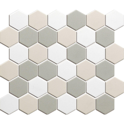 The Mosaic Factory London mozaïektegel - 28.2x32.1cm - wand en vloertegel - Zeshoek/Hexagon - Porselein White mix Mat